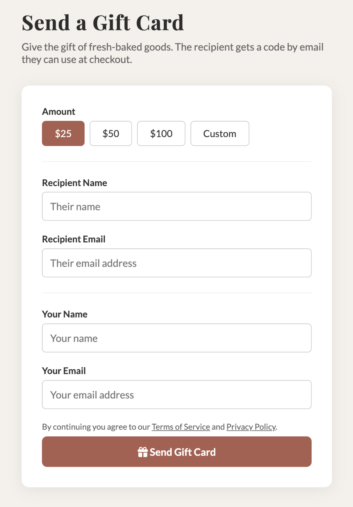 Digital gift card purchase