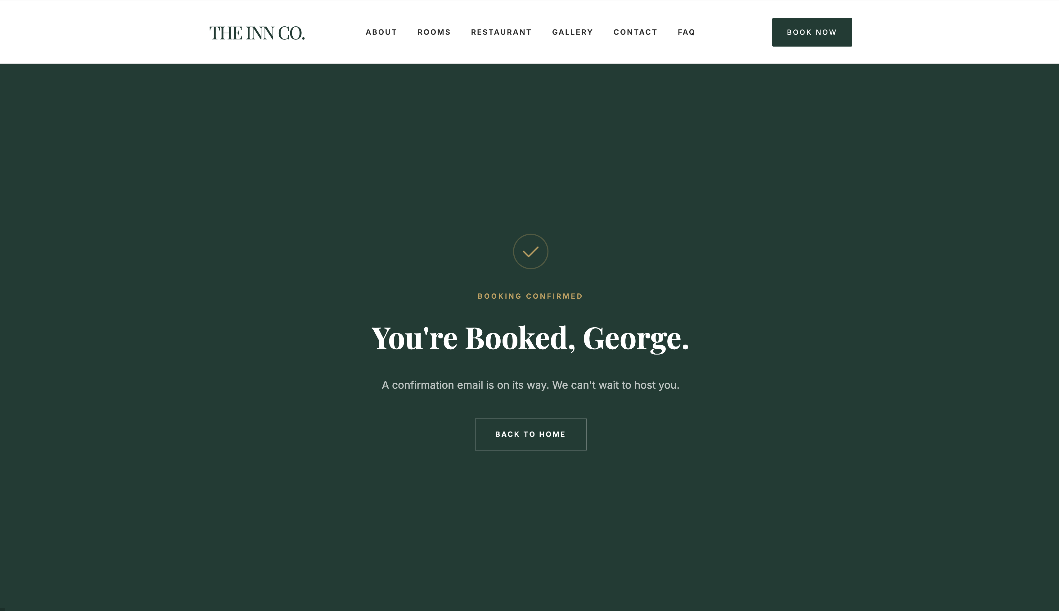 Booking confirmation page