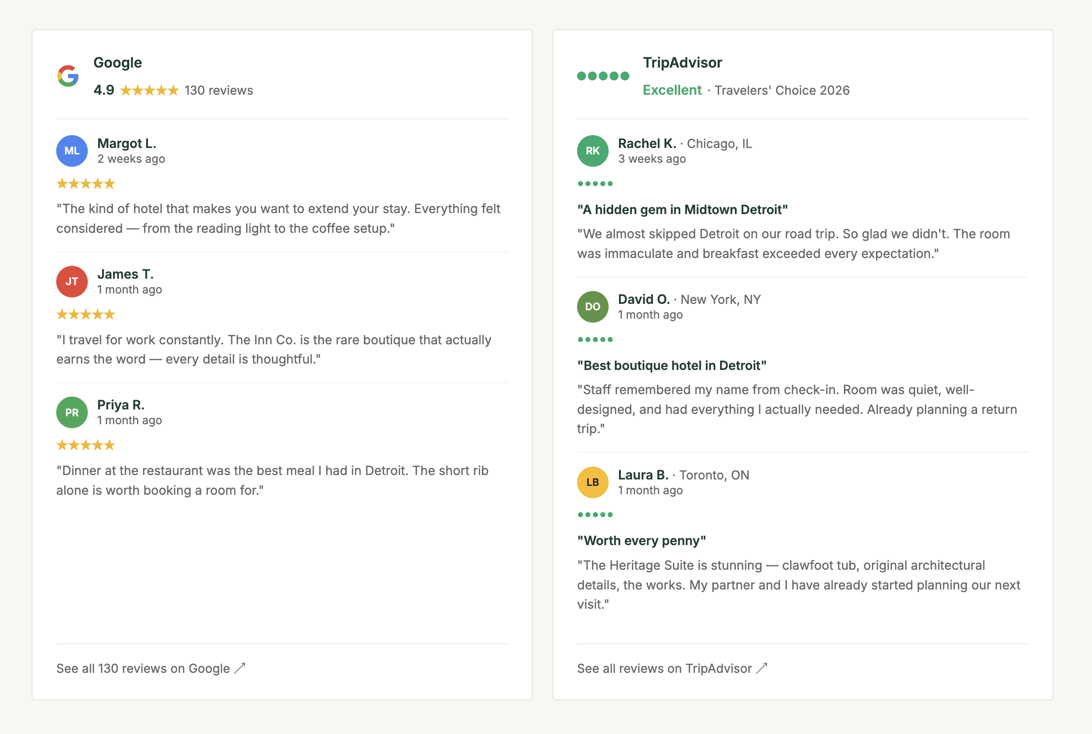 Guest reviews on the Crystal Lake Resort site