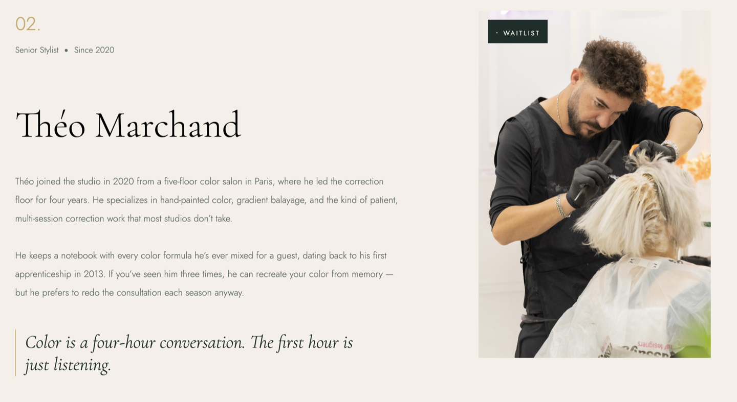Stylist profiles and selection