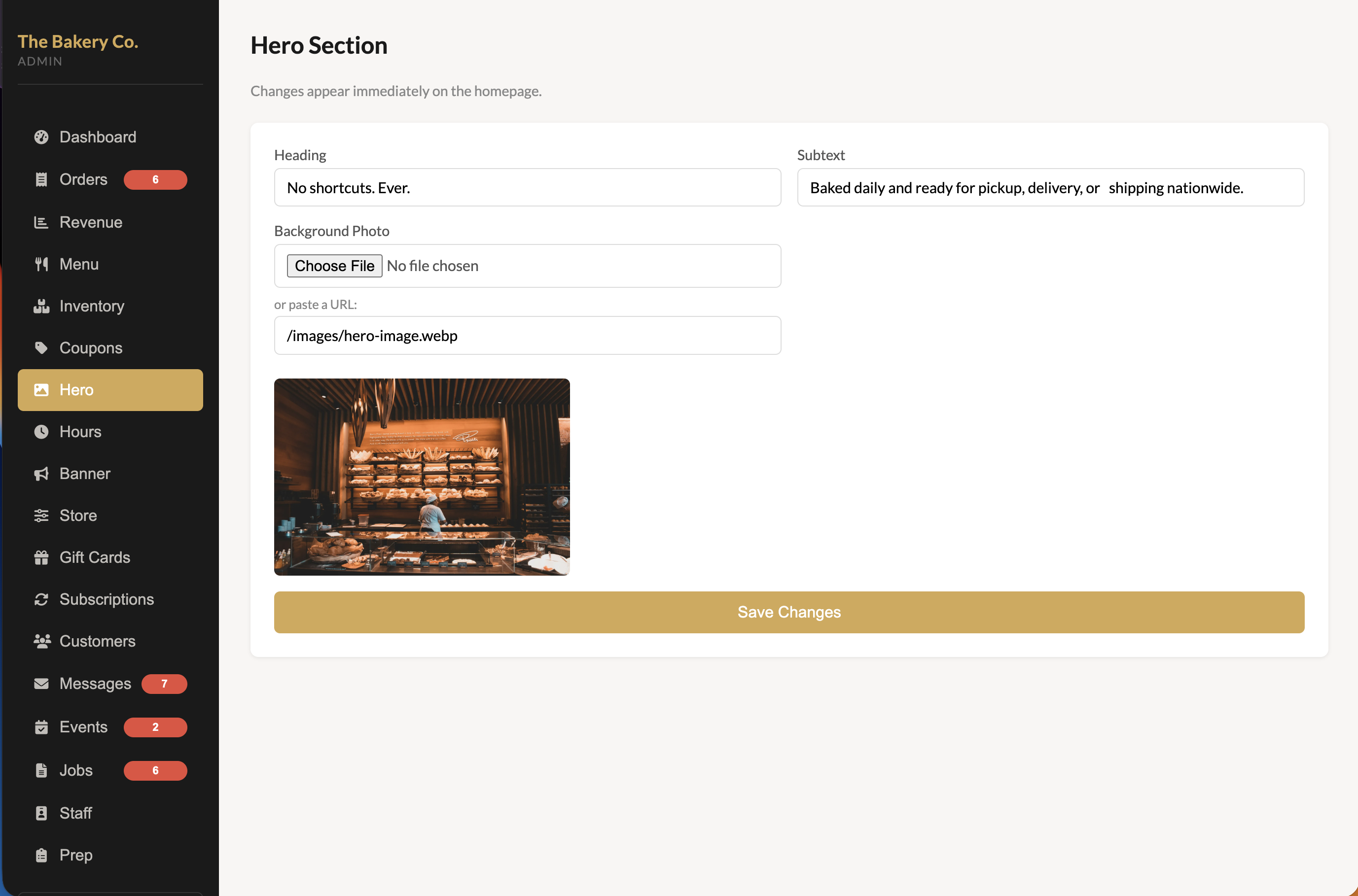 Menu and page editor — update items without a developer