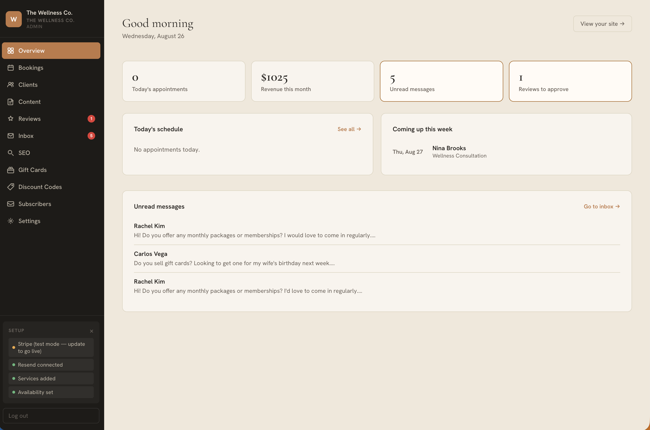 Admin dashboard preview